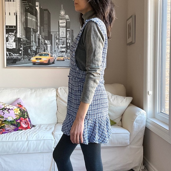 NWT Zara blue and white tweed mini dress - Picture 6 of 16